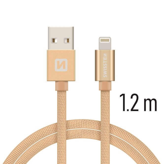 Dátový kábel Swissten  USB/LIGHTNING - biely 1,2 M - zlatý